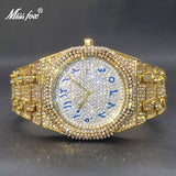 Luxury Quartz Gold Full Diamond Iced Out Wristwatch