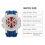 Big Face Watch For Man Luxury Sport Special Style Buguette Large Case Quartz Watches With Blue Slicone Strap