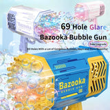 シャボン玉銃ロケット 69 穴泡マシンガンランチャー自動送風機石鹸のおもちゃ子供のためのギフトポンペロスおもちゃ