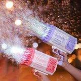 76/80/88 Holes Electric Rocket Bubble Gun With LED Gatling Blowing Soap Water Bow Bubble Machine Outdoor Toys For Children Gifts