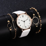 Top Style 5PCS Set Women Luxury Leather Analog Ladies Quartz Wrist Watch