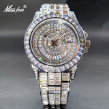 Baguette Full Ice Diamond Calendar Quartz Watch