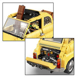 Technical Fiat 500 Building Blocks Bricks Yellow CAR Station Wagon Model Toy Education Birthday Christmas Gift