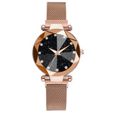 Luxury Starry Sky Magnetic 3D Glass Dial Ladies Diamond Quartz Wrist Watch