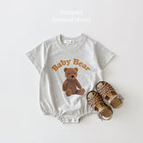 2023 Korean Summer Baby Boy Romper: Organic Cotton Bear Print T-shirts Outfit