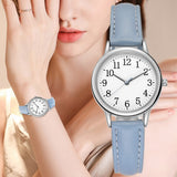 Japan Movement Women Quartz Watch Easy to Read Arabic Numerals Simple Dial PU Leather Strap