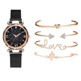 5 stucke Set Luxus Frauen Uhren Magnetische Starry Sky Weibliche Uhr Quarz