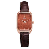 2022 New Square Rose Gold Leather StrapLadies Quartz watch