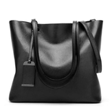 Leather Bucket Double Strap Handbag - Kevous
