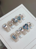 Blue Heart Crystals Swarovski Nails Set