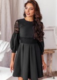 Black & White Lace Boho Mini Dress Oaklynn