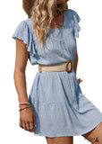 Bohemian Cute Blue Short Mini Dress