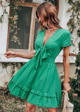 Boho Bright Green Mini Dress Debra