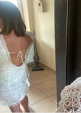 Boho White Crochet Mini Dress Brielle