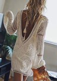 Boho White Crochet Mini Dress Brielle