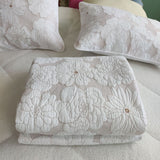 Pure White Beige Camellia Embroidery