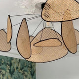 Leaf Grid Rural Hand Made Rattan Pendant lights - Kevous