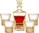 Gold Accented Crystal Whiskey Decanter