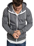 Men's Hooded Colorblock Zip Pocket Sweatshirt Jacket