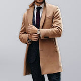 Men's British Mid-length Fine Woolen Coat Autumn And Winter Woolen Coat
