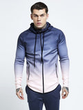 Men's Gradient Zip Cardigan Long Sleeve Hooded Sweatshirt