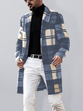 Men's Casual Fashion Plaid Coat Mid Length Coat Coat