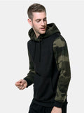 Men’s Camo Blocked Pullover Hoodie With Drawstring Hood And  Kangaroo Pocket