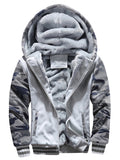 Men’s Camouflage Trim Faux Fur Lined Zip Up Hoodie