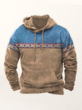 Men’s Bold Patterns Long Sleeve Drawstring Hood Kangaroo Pocket At Front Hooded Sweater Top