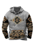 Men’s Bold Patterns Long Sleeve Drawstring Hood Kangaroo Pocket At Front Hooded Sweater Top