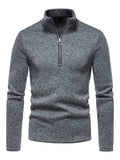 Men's solid color turtleneck zipper long sleeve sweatshirt
