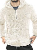 Men's Solid Color Zip Front Pullover Plus Fleece Hoodie