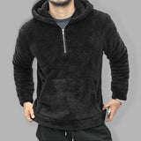 Men's Solid Color Zip Front Pullover Plus Fleece Hoodie