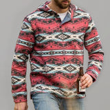 Men's Retro Geometric Print Button Up Hoodie