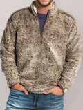 Men's tops grain velvet casual loose solid color stand collar thick sweater men