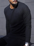 Men's Round Neck Long Sleeve Slim Solid Color Knitwear