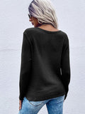 women's waffle kink thin solid color bottoming knitted sweater - Kevous