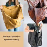 Casual Soft Large Leather Tote - Kevous