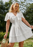 Plus Size White Boho Chic Mini Dress Aria