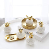 White and Gold Porcelain Jewelry Box - Kevous