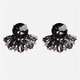 Black Resin Crystal Drop Earrings - Kevous