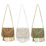 Bohemian Tassel Straw Rattan Weave Handbag - Kevous