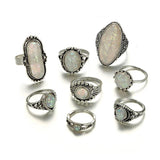 Antique Silver Color Rings Set - Kevous