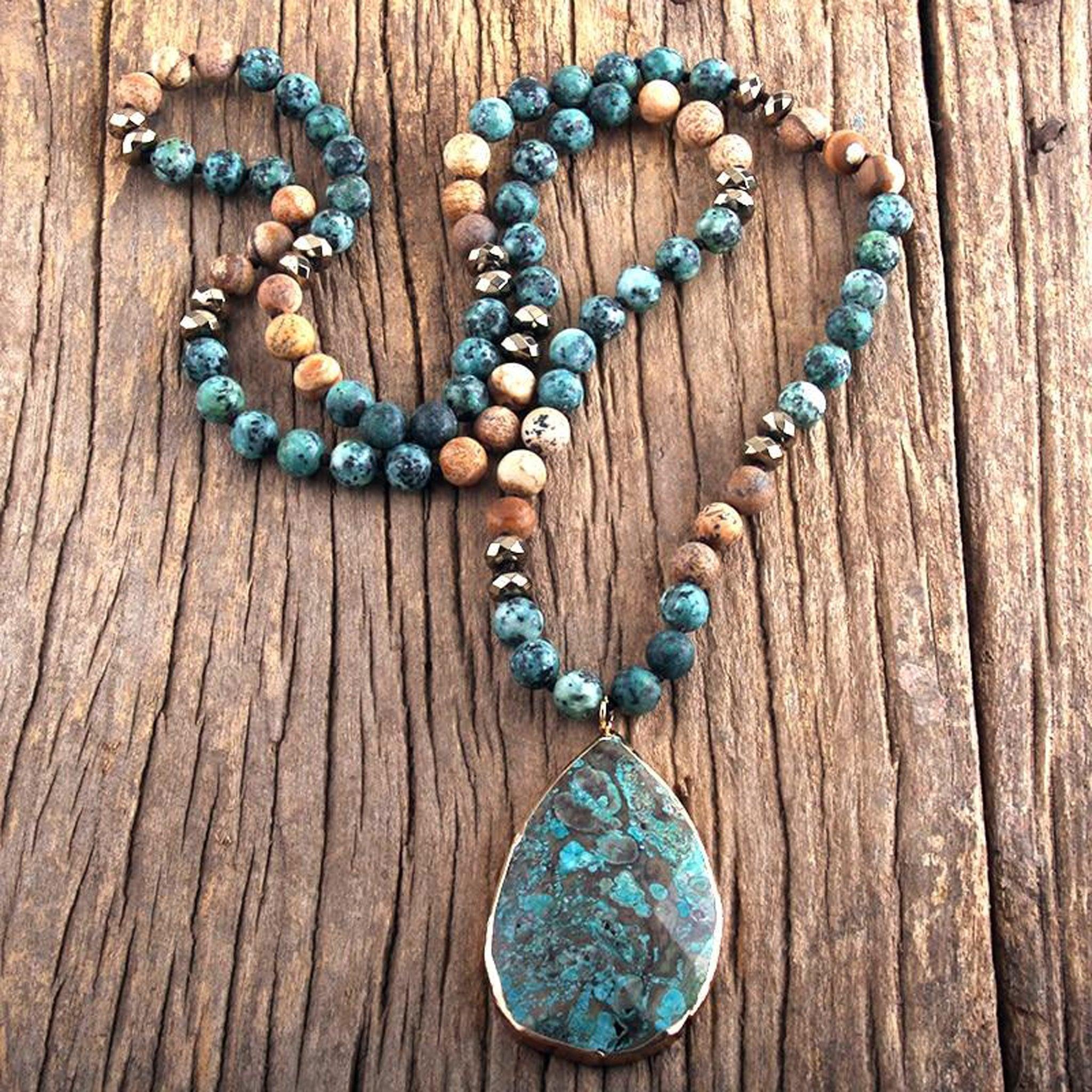 Boho Jewelry Natural Stones Necklace - Kevous