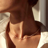 Pearl Bead Chain Choker Necklace - Kevous