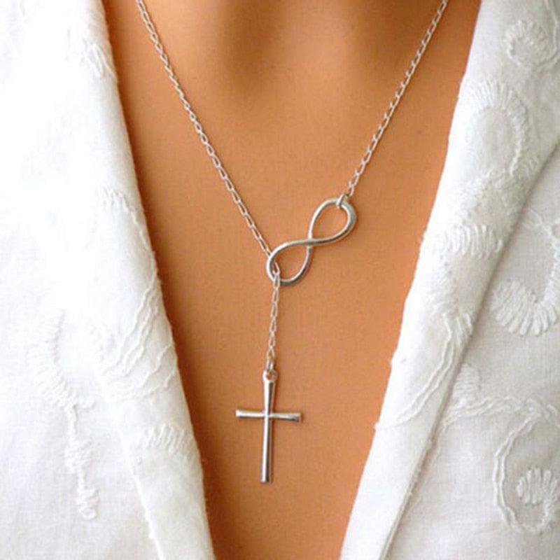 Infinity Tassel Cross Pendant Necklace - Kevous