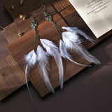 Boho Retro Feather Earrings - Kevous