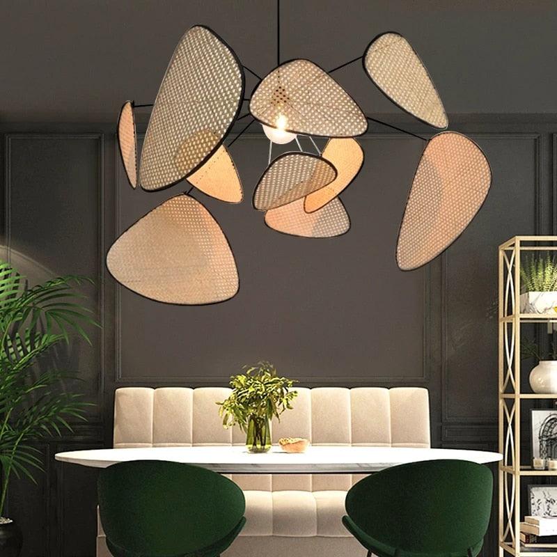 Leaf Grid Rural Hand Made Rattan Pendant lights - Kevous