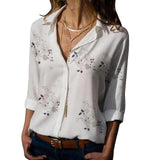 Long Sleeve Button Down Blouse - Kevous