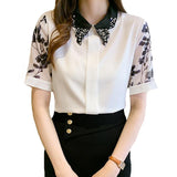 New Petal Collar Chiffon Blouse - Kevous